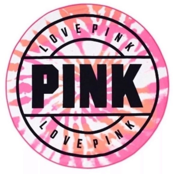 VS Pink Tie Dye Round Beach Towel - Picture 1 of 8